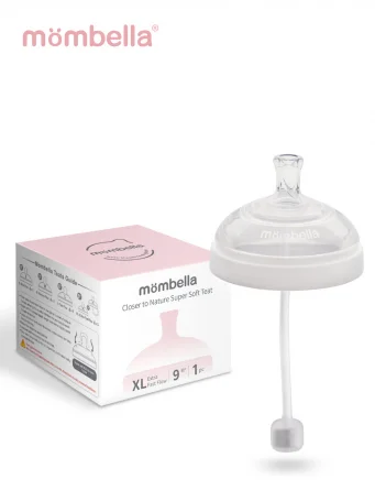 Соска-поильник с трубочкой Mombella для широкой бутылочки Wide Neck, размер XL, белая.