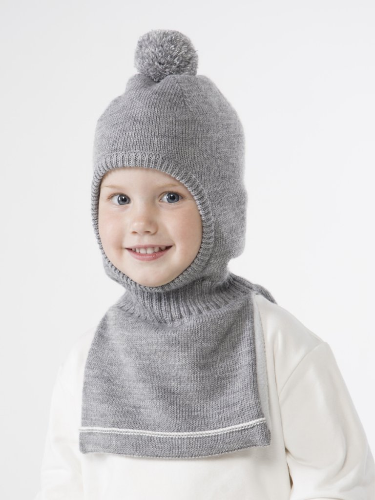 Шапка-шлем детская вязаная Mansita Nuk, Серый меланж купить в интернет-магазине BabyShowRoom