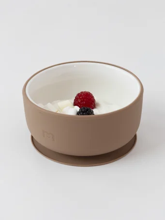 Фарфоровая миска на силиконовой присоске 12,5 см, Hazelnut 