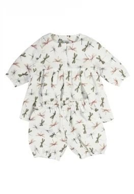 Комплект из жатого муслина «Сакура», Стрекоза на белом