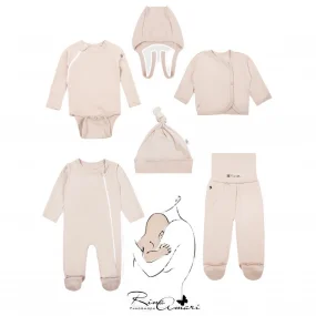 Комплект на выписку RinaAmari, 6 предметов, Светлый кофе