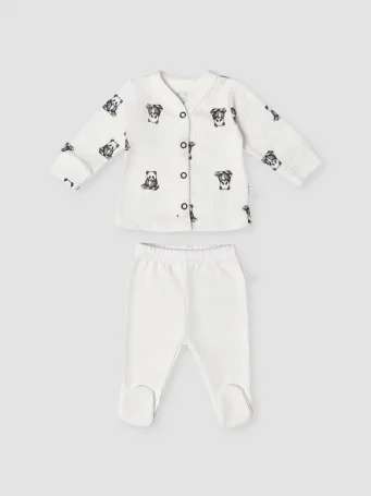 Комплект кофточка и ползунки "Панды"