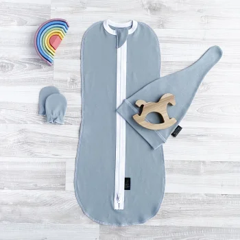 Комплект Mjölk Baby Blue Set {пеленальный кокон, шапочка, антицарапки}
