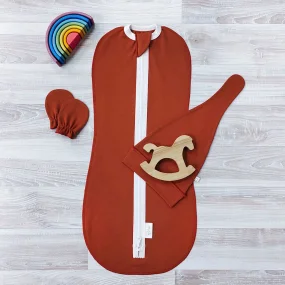 Комплект Mjölk Paprika {пеленальный кокон, шапочка, антицарапки}