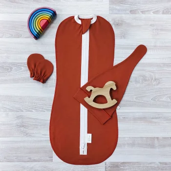 Комплект Mjölk Paprika {пеленальный кокон, шапочка, антицарапки}