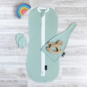 Комплект Mjölk Magic Mint Set {пеленальный кокон, шапочка, антицарапки}