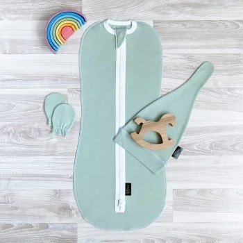 Комплект Mjölk Magic Mint Set {пеленальный кокон, шапочка, антицарапки}