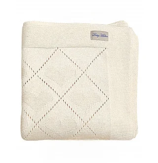 Плед вязаный Слоновая кость из органического хлопка