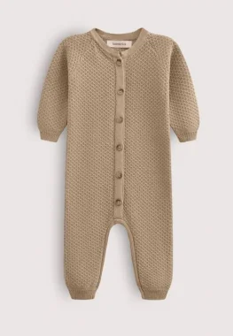 Вязаный текстурный комбинезон из хлопка Капучино