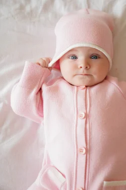 Вязаный комплект из эко-хлопка, 3 предмета, розовый