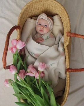 Плед вязаный Flowers Tulip, Топленое молоко