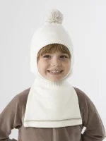 Шапка-шлем детская вязаная Mansita Nuk, Молочная