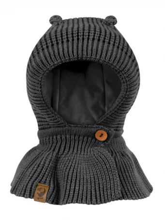 Зимняя шапочка-капор Мишка, Графит