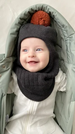 Балаклава зимняя с помпоном, Графит