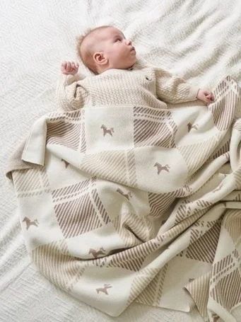 Плед детский Лошадки, Кремовый