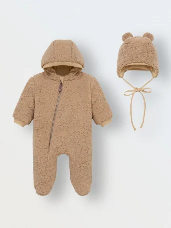 Комбинезон и шапка из шерпы Teddy, Сливочный
