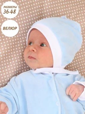 Чепчик велюр голубой