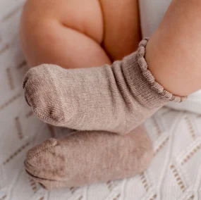 Носочки с окантовкой из хлопка, Какао