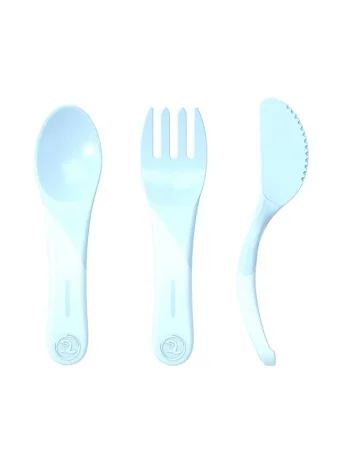 Набор приборов Twistshake (Learn Cutlery). Пастельный синий (Pastel Blue). Возраст 6+m.