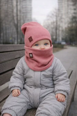 Шапка-снуд детская 2-х слойная Зефир