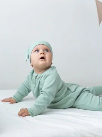 Комбинезон на манжетах Mjölk Sleep and Play Magic Mint, с рукавом реглан