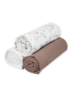 Комплект из 3-х пелёнок Сахар+Зайки+Тауп Грей, 85*130
