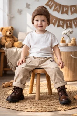 Вельветовые брюки-шаровары Светлый кофе