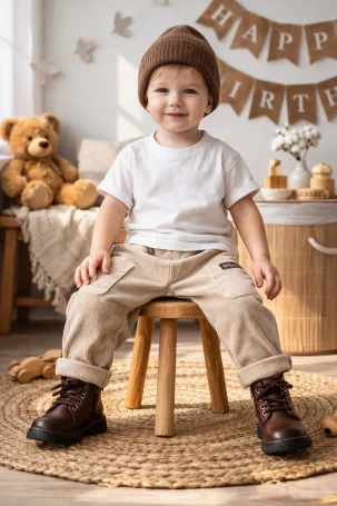 Вельветовые брюки-шаровары Светлый кофе