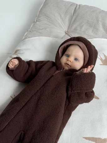 Комбинезон и шапка из шерпы Teddy, Шоколад