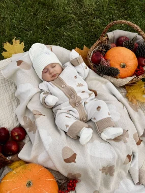 Мягкий вязаный плед Simple, Жёлуди