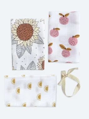 Сет из 3х муслиновых салфеток Mjölk Подсолнухи/Персики/Солнце