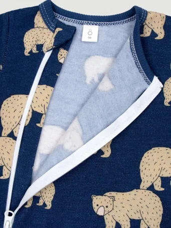 Утеплённый комбинезон с закрытой ножкой Mjölk Sleep and Play Бурые мишки