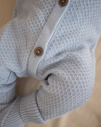 Вязаный текстурный комбинезон из хлопка, Небесный