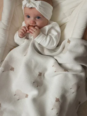 Плед вязаный Loomknits Animal Sheeps, Кремовый