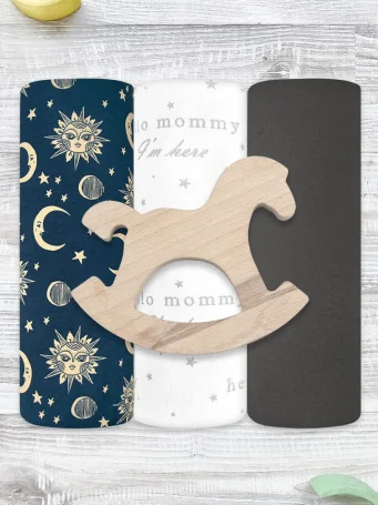 Сет из 3х пелёнок Mjölk Солнце и Луна NEW/Steel Grey/Hello Mommy