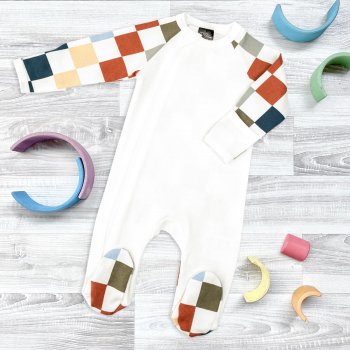Комбинезон Mjölk Sleep and Play Шахматы, с рукавом реглан