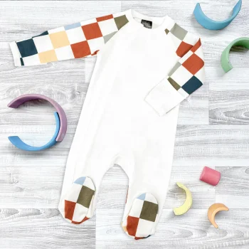 Комбинезон Mjölk Sleep and Play Шахматы, с рукавом реглан