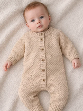 Комбинезон вязаный на пуговицах Медовые Соты хлопок RinaAmari