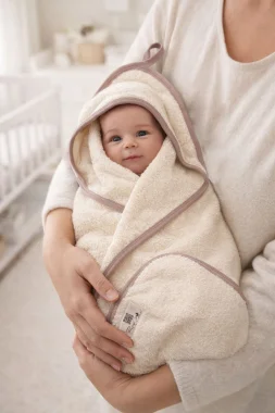 Махровая пеленка с уголком, Кремовая