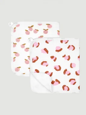 Сет из 2х муслиновых салфеток для кормления Mjölk Персики/Леопард