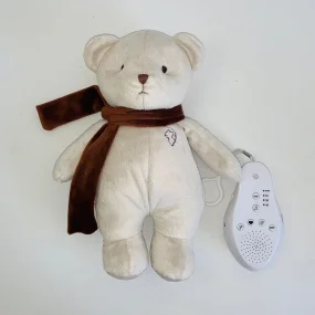 Мишка в шарфе Drёma BabyDou с белым и розовым шумом, серо-бежевый