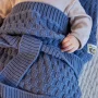 Плед для новорожденного с поясом синий