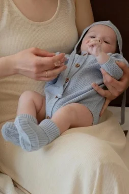 Пинетки вязаные из хлопка, Небесные