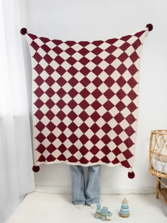 Вязаный плед Mjölk Milk/Red