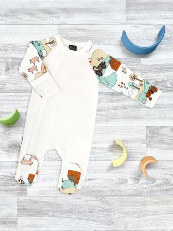 Комбинезон Mjölk Sleep and Play Ферма, с рукавом реглан