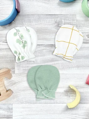 Рукавички-антицарапки Mjölk Эвкалипт/Magic Mint/Клетка, сет из 3х пар