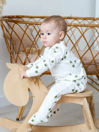 Комбинезон Mjölk Sleep and Play Яблочки, с рукавом реглан