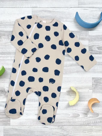 Утеплённый комбинезон с закрытой ножкой Mjölk Sleep and Play Горошки