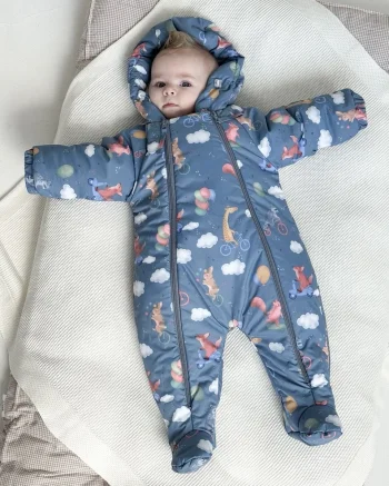 Демисезонный комбинезон Tot, Лесные зверята, синий