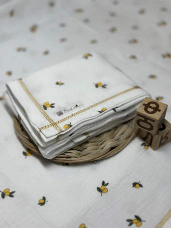 Муслиновая пеленка Лимончики 90*130 (+/-5 см)